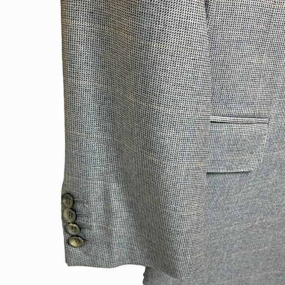 CANALI Exclusive Gray Micro Check Cashmere Silk Blend 3 Button Blazer - Picture 8 of 10